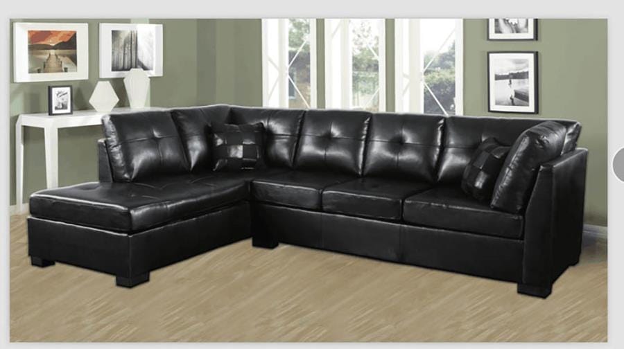 Darie Cushion Back Tufted Sectional Sofa Black