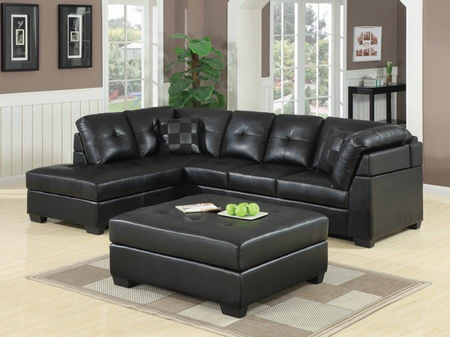 Darie Square Tufted Ottoman Black