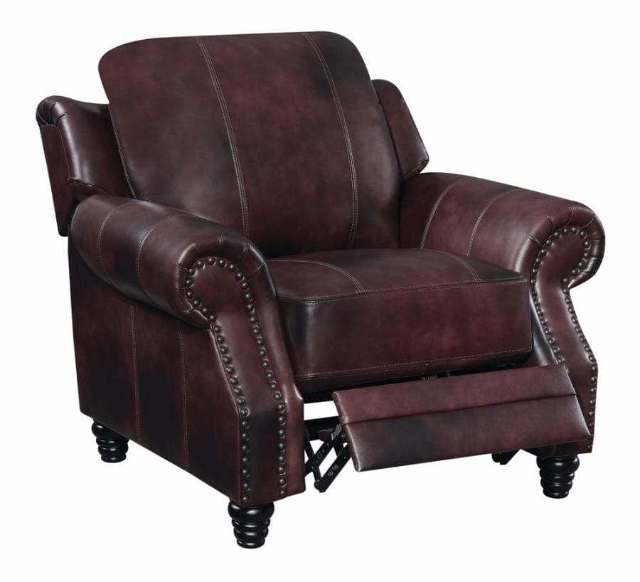 Princeton Rolled Arm Push Back Recliner Burgundy
