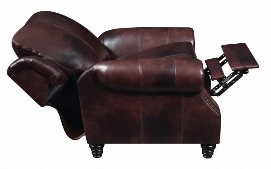 Princeton Rolled Arm Push Back Recliner Burgundy