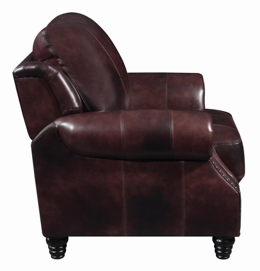 Princeton Rolled Arm Push Back Recliner Burgundy