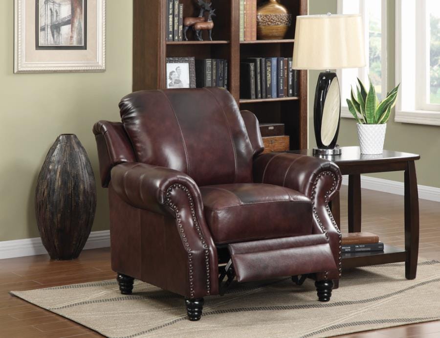 Princeton Rolled Arm Push Back Recliner Burgundy