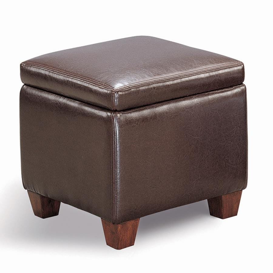 Arthur Cube Shaped Storage Ottoman Dark Brown