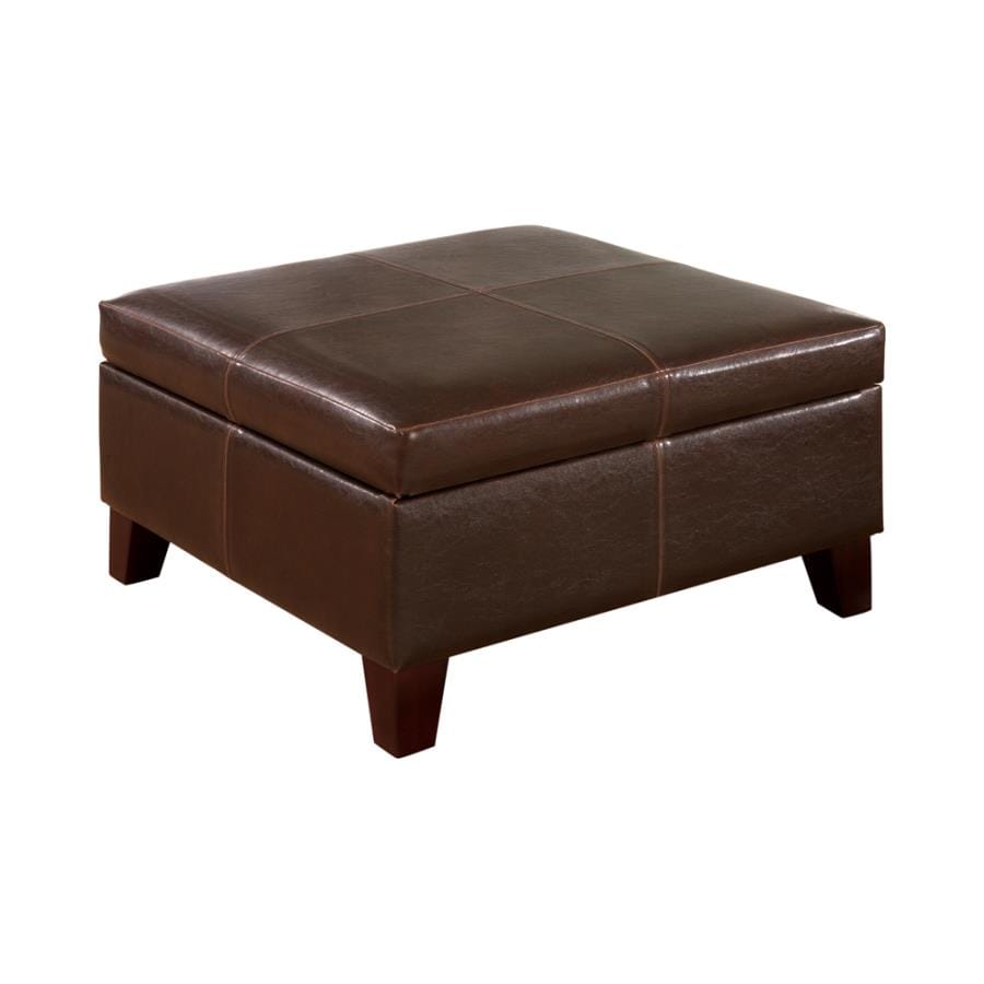 Square Storage Ottoman Dark Brown
