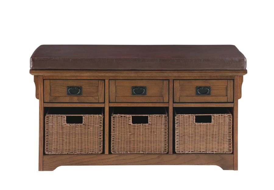 42" 3-drawer Storage Bench Brown