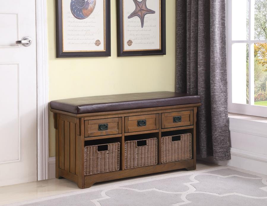 42" 3-drawer Storage Bench Brown