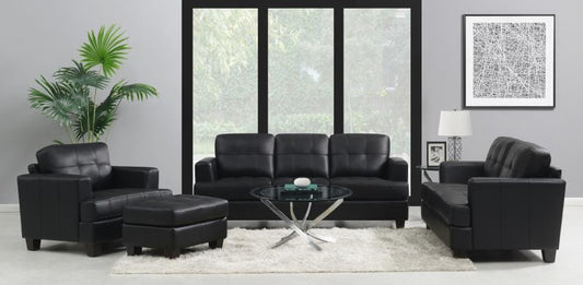 Samuel Upholstered Tufted Living Room Set Black