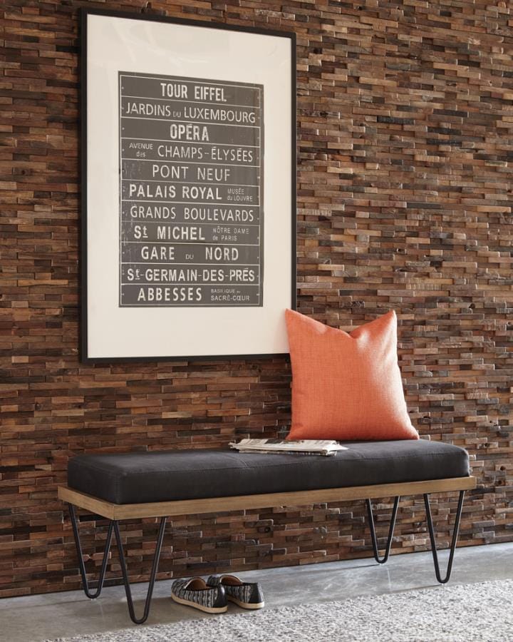 Chad Upholstered Bench with Hairpin Legs Dark Blue