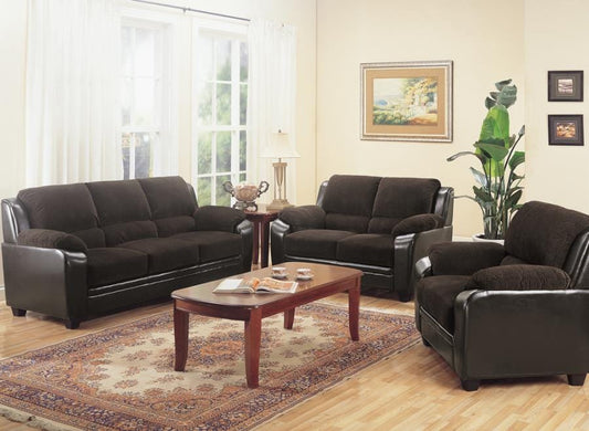 Monika Upholstered Living Room Set Brown