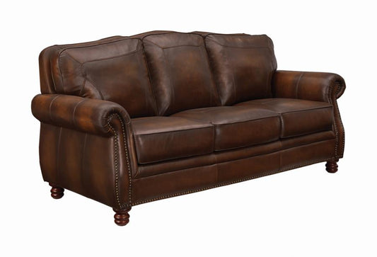 Montbrook Rolled Arm Sofa Hand Rubbed Brown