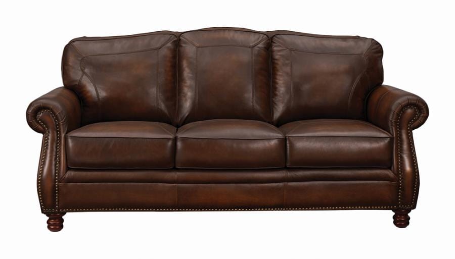 Montbrook Rolled Arm Sofa Hand Rubbed Brown