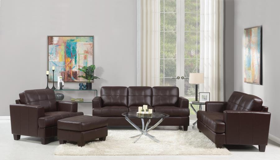 Samuel Tufted Sofa Dark Brown