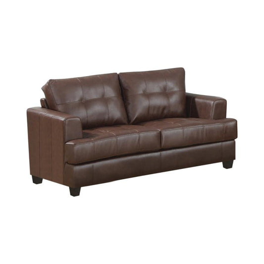 Samuel Tufted Loveseat Dark Brown