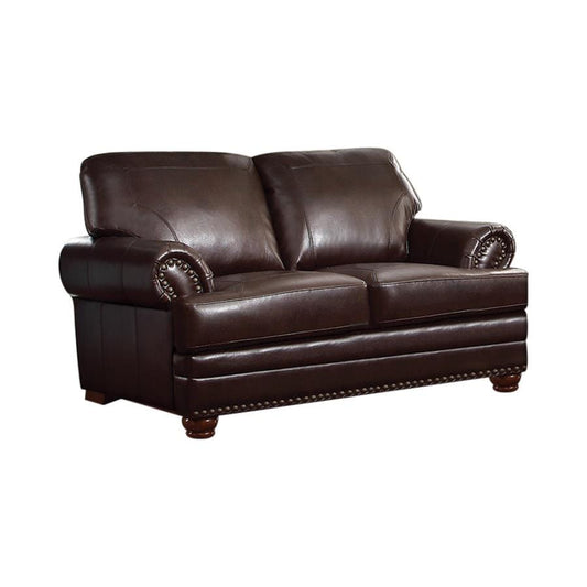 Colton Rolled Arm Upholstered Loveseat Brown