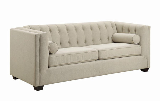 Cairns Tuxedo Arm Tufted Sofa Oatmeal