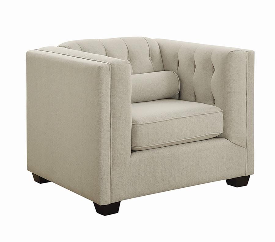 Cairns Tuxedo Arm Tufted Chair Oatmeal