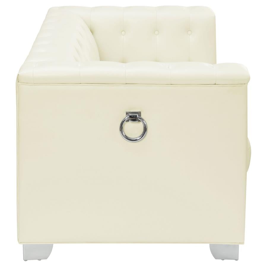 Chaviano Upholstered Tufted Living Room Set Pearl White
