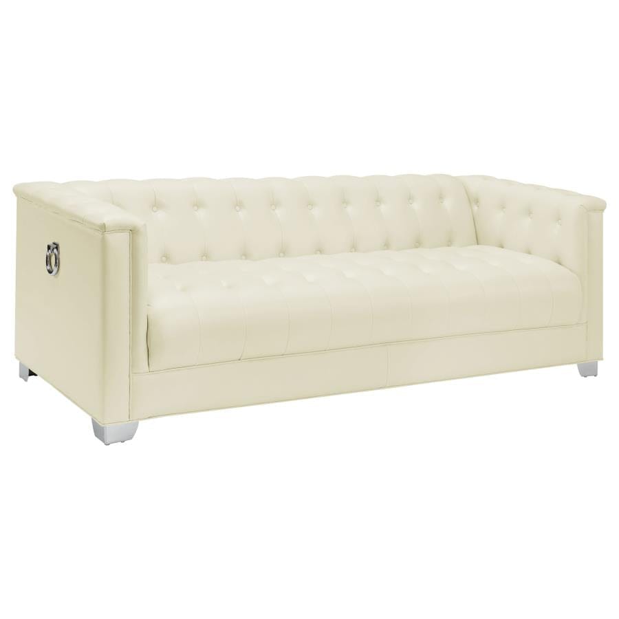 Chaviano Upholstered Tufted Living Room Set Pearl White