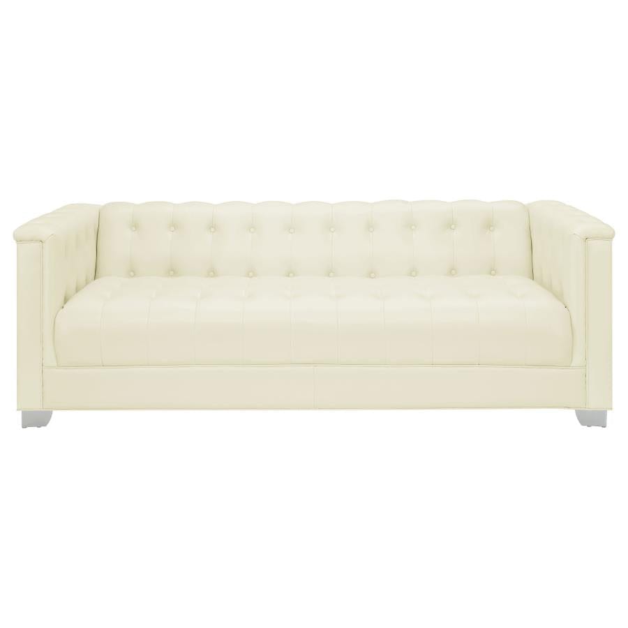 Chaviano Upholstered Tufted Living Room Set Pearl White