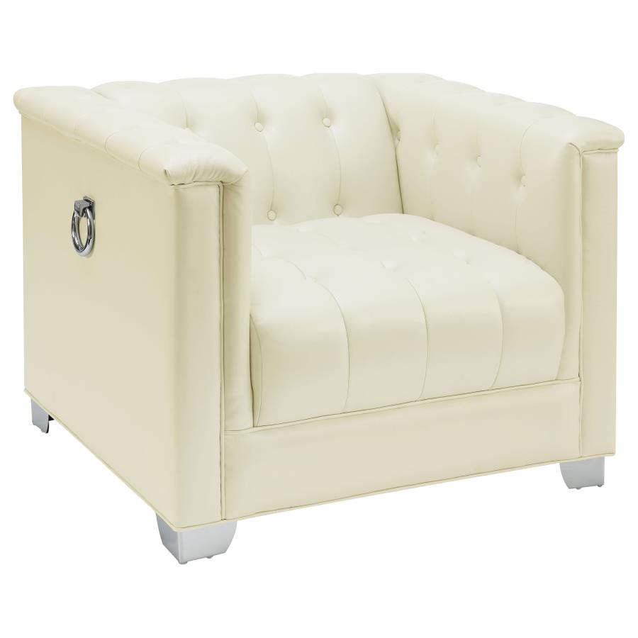 Chaviano Upholstered Tufted Living Room Set Pearl White
