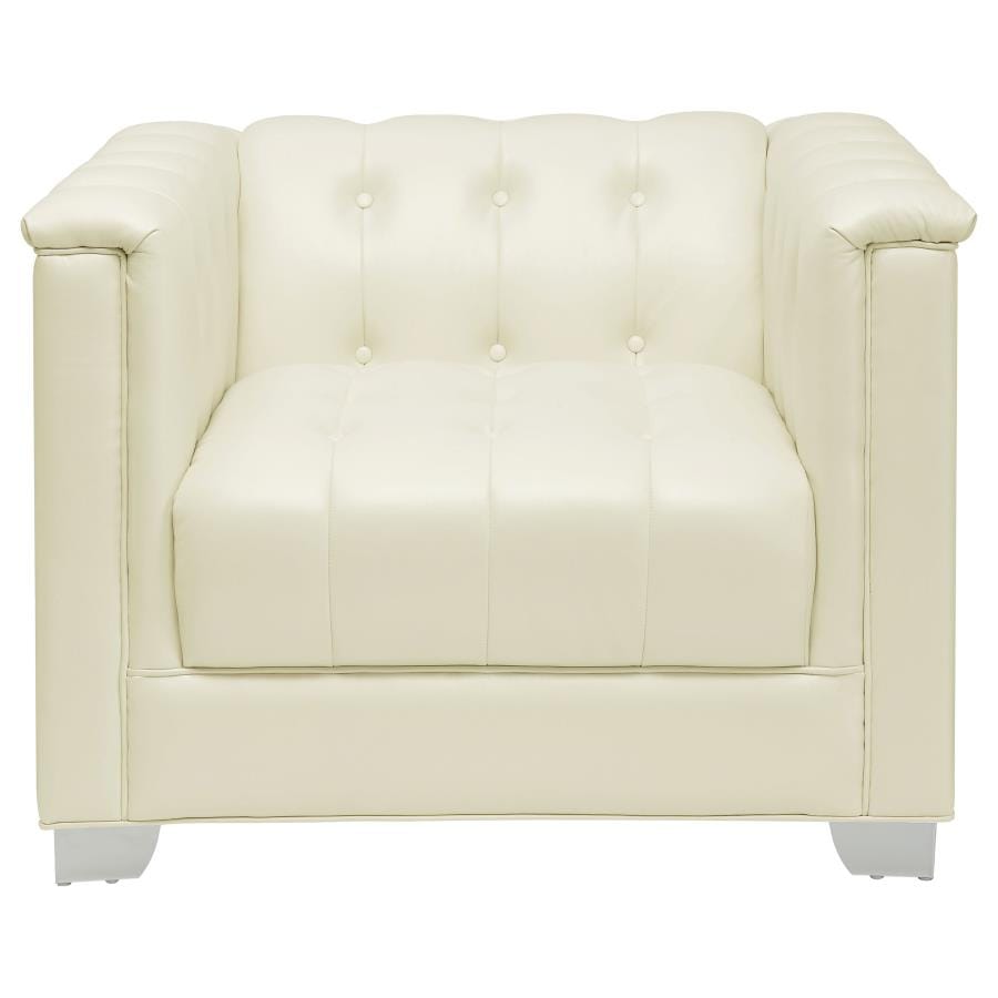 Chaviano Upholstered Tufted Living Room Set Pearl White