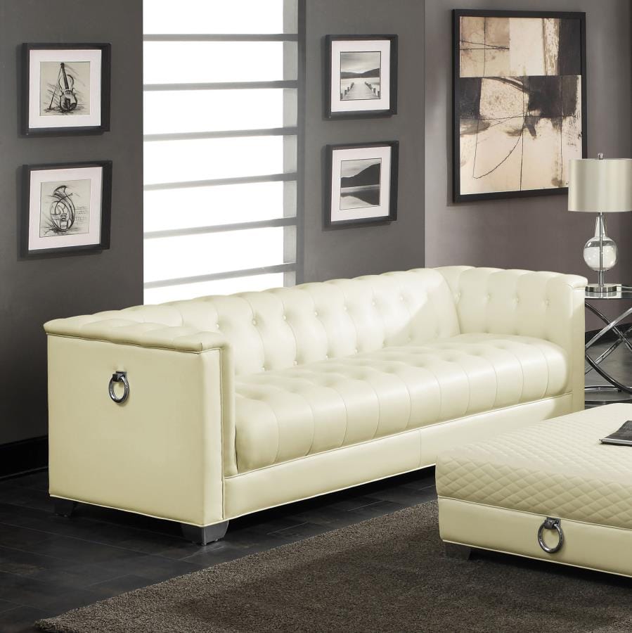 Chaviano Tufted Upholstered Sofa Pearl White