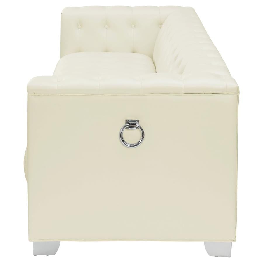 Chaviano Tufted Upholstered Sofa Pearl White