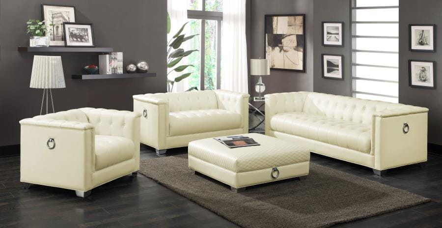 Chaviano Tufted Upholstered Sofa Pearl White