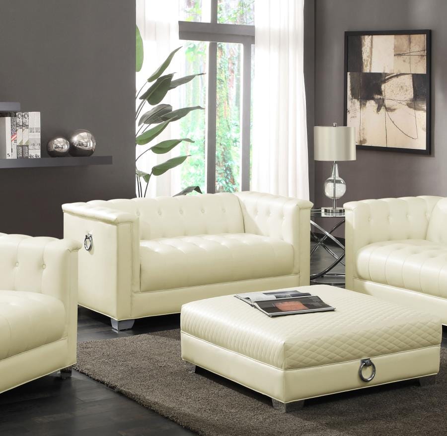 Chaviano Tufted Upholstered Loveseat Pearl White