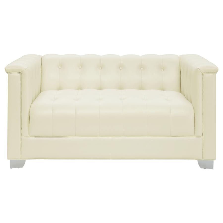 Chaviano Tufted Upholstered Loveseat Pearl White