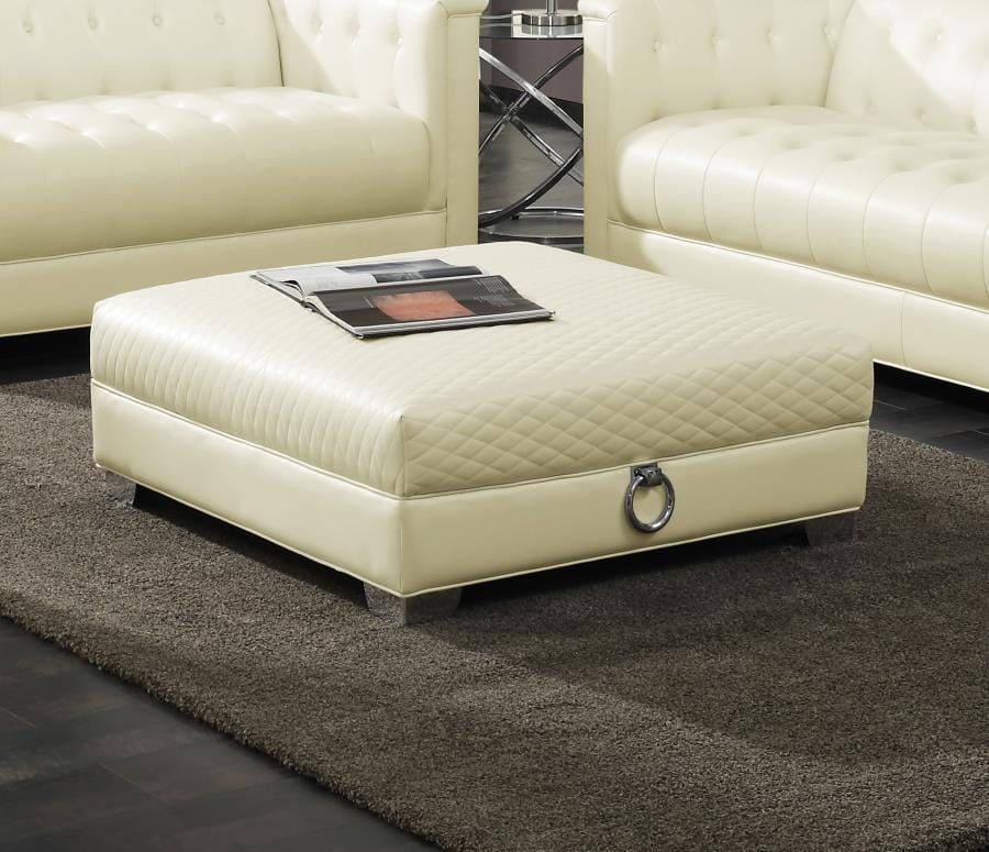 Chaviano Upholstered Ottoman Pearl White
