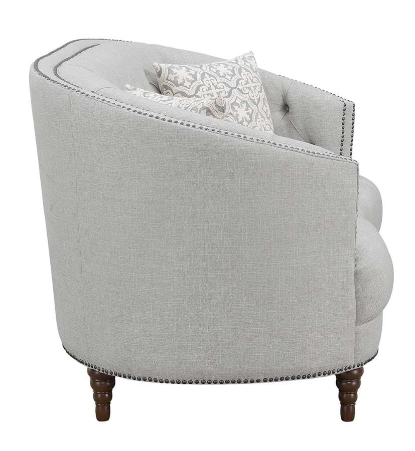 Avonlea Sloped Arm Upholstered Loveseat Trim Grey