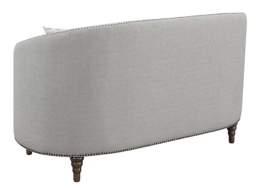 Avonlea Sloped Arm Upholstered Loveseat Trim Grey