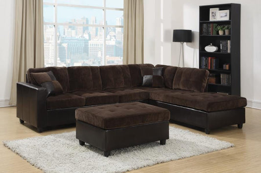 Mallory Tufted Upholstered Sectional Dark Chocolate