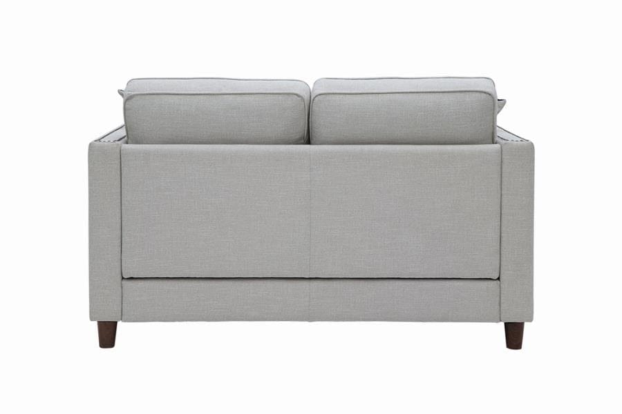 Coltrane Upholstered Loveseat with Nailhead Trim Putty