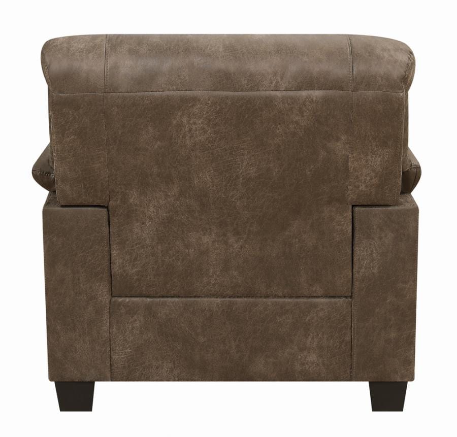 Meagan Upholstered Chair Brown with Pillow Top Arms