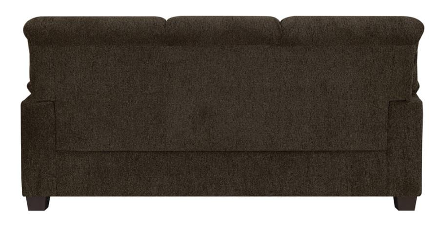 Clementine Upholstered Sofa with Nailhead Trim Brown