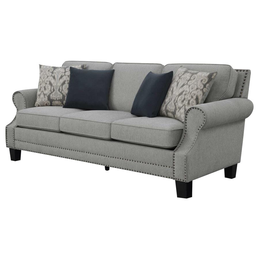 Sheldon Upholstered Sofa with Rolled Arms Grey
