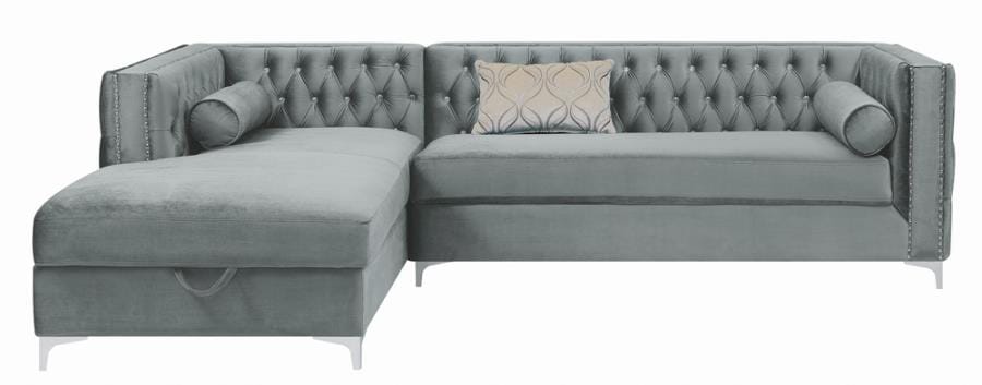 Bellaire Button-tufted Upholstered Sectional Silver