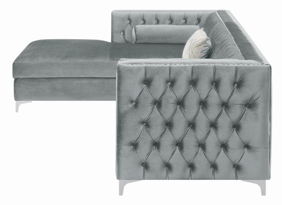 Bellaire Button-tufted Upholstered Sectional Silver