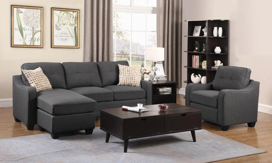 Nicolette 2-piece Upholstered Tufted Living Room Set Dark Grey