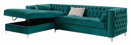 Bellaire Button-tufted Upholstered Sectional Teal