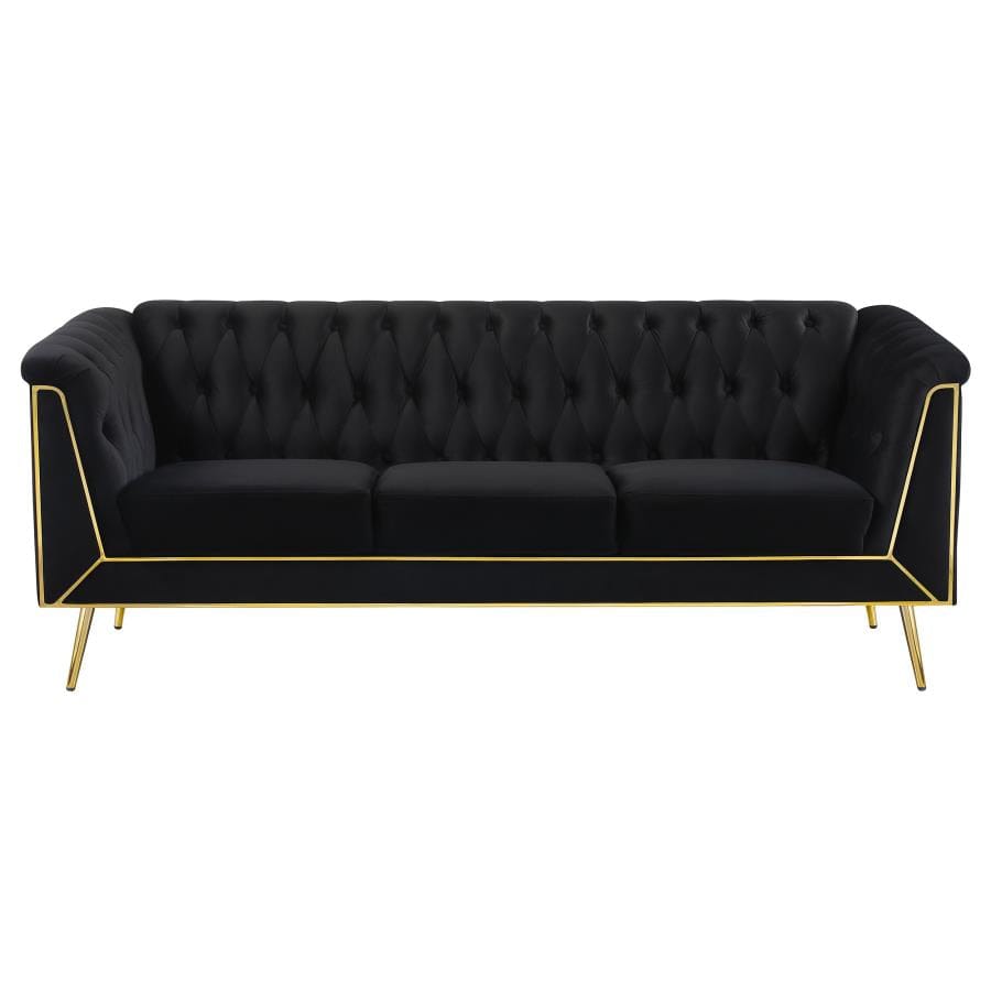 Holly 2-piece Tuxedo Arm Tufted Back Living Room Set Black