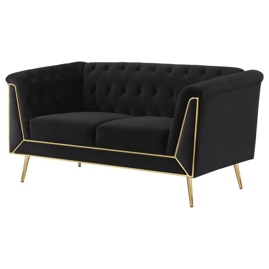 Holly Tuxedo Arm Tufted Back Loveseat Black