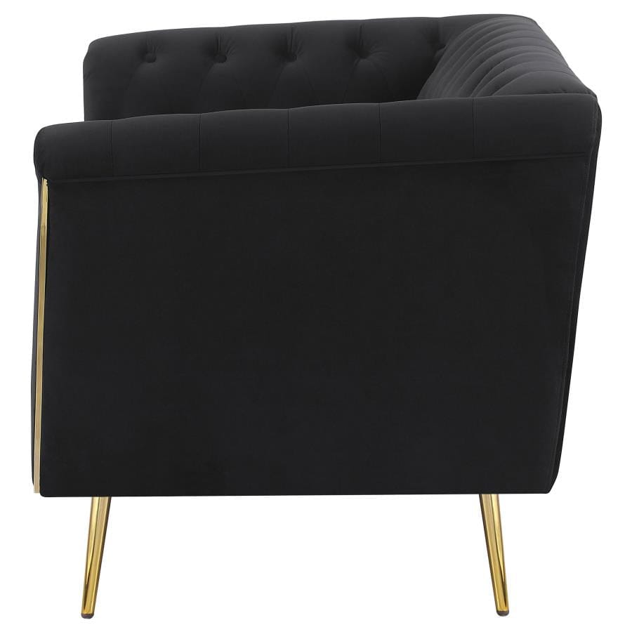 Holly Tuxedo Arm Tufted Back Loveseat Black