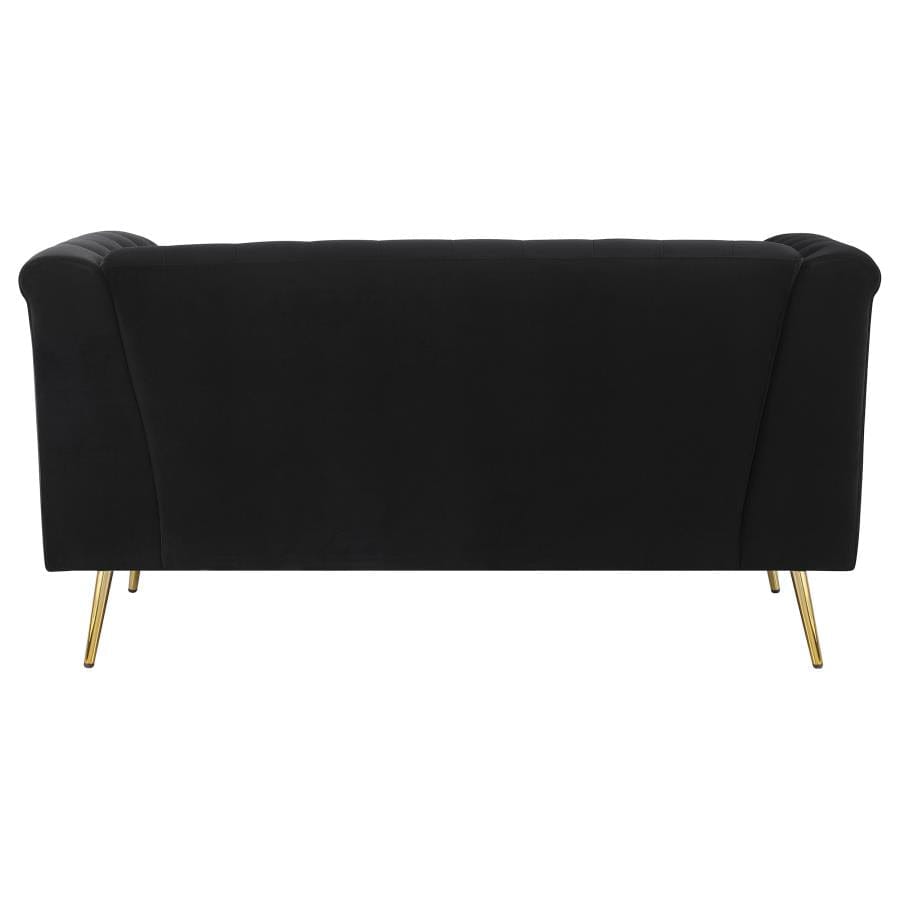 Holly Tuxedo Arm Tufted Back Loveseat Black