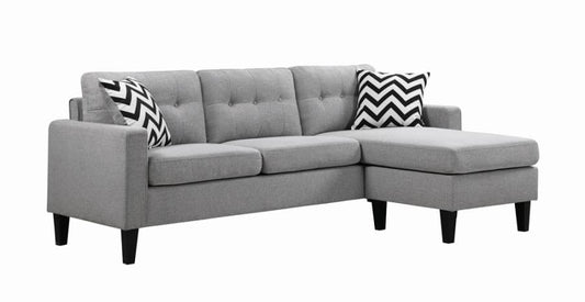 Metro Tufted Upholstered Reversible Sectional Light Grey