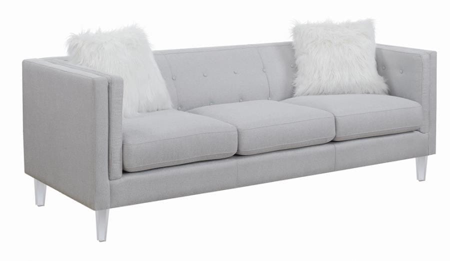 Glacier Tufted Upholstered Sofa Light Grey