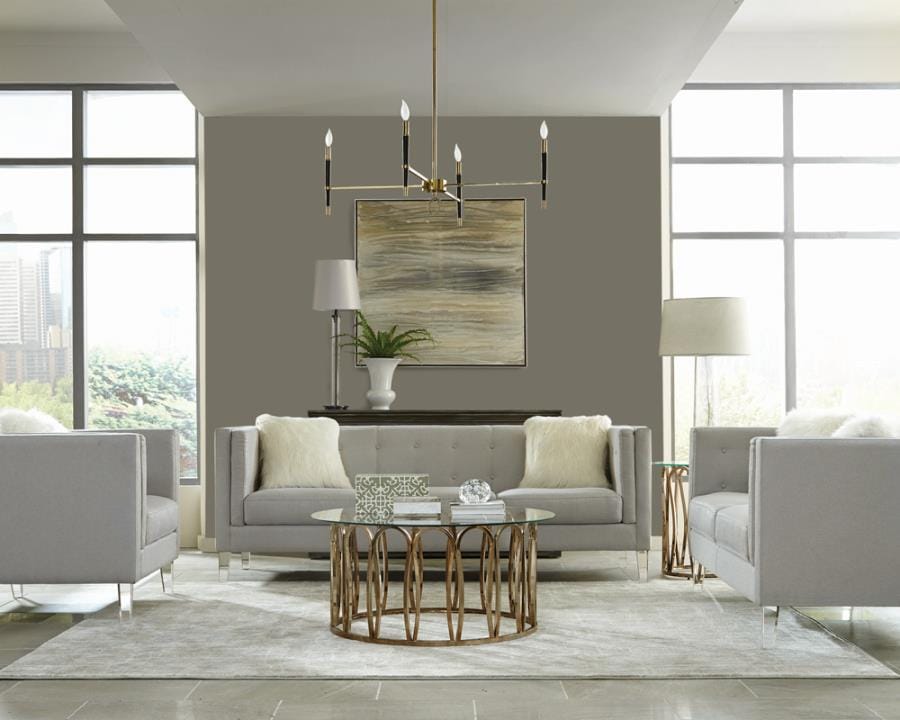 Glacier Tufted Upholstered Sofa Light Grey
