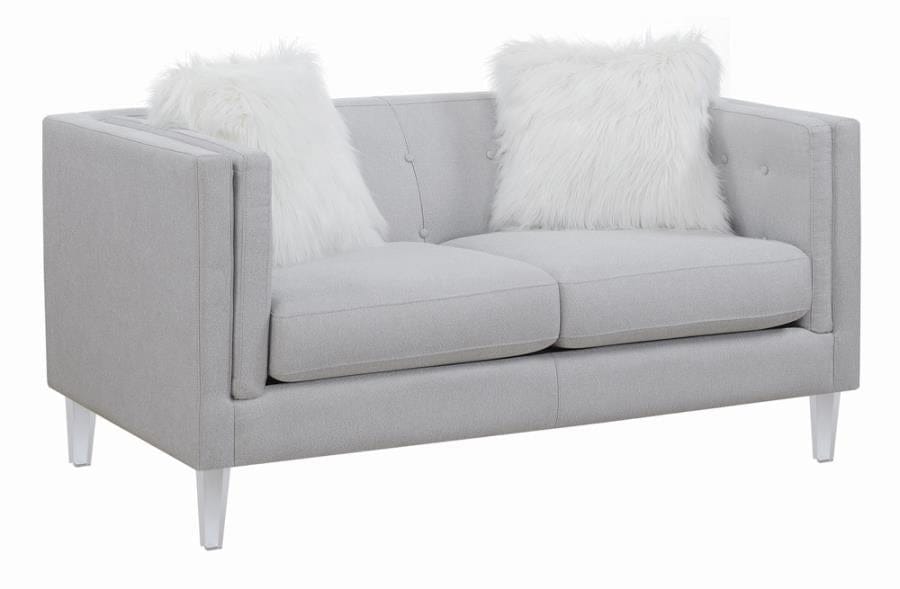Glacier Tufted Upholstered Loveseat Light Grey